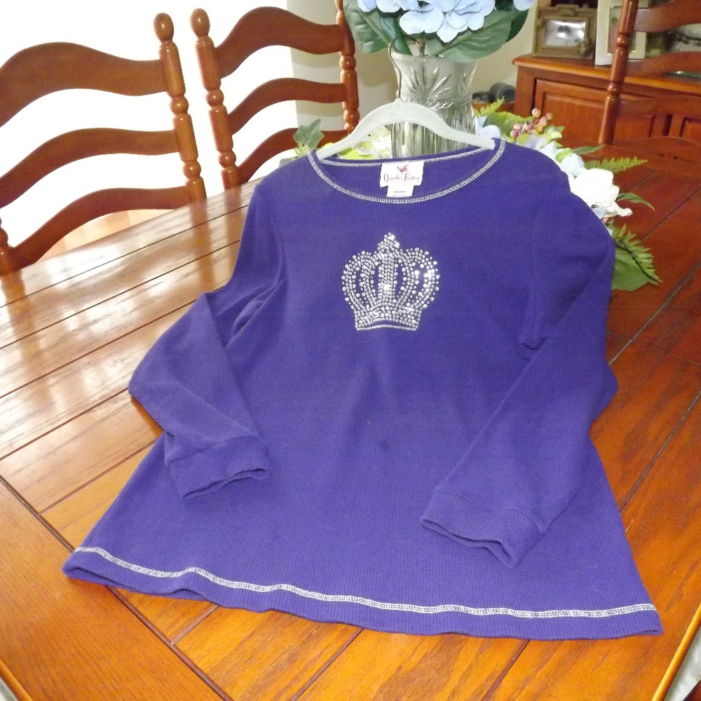 Purple long sleeve waffle knit top